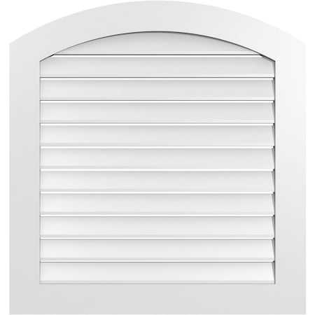 Ekena Millwork Arch Top Surface Mount PVC Gable Vent: Non-Functional, w/ 3-1/2"W x 1"P Standard Frame, 34"W x 34"H GVPAR34X3401SN